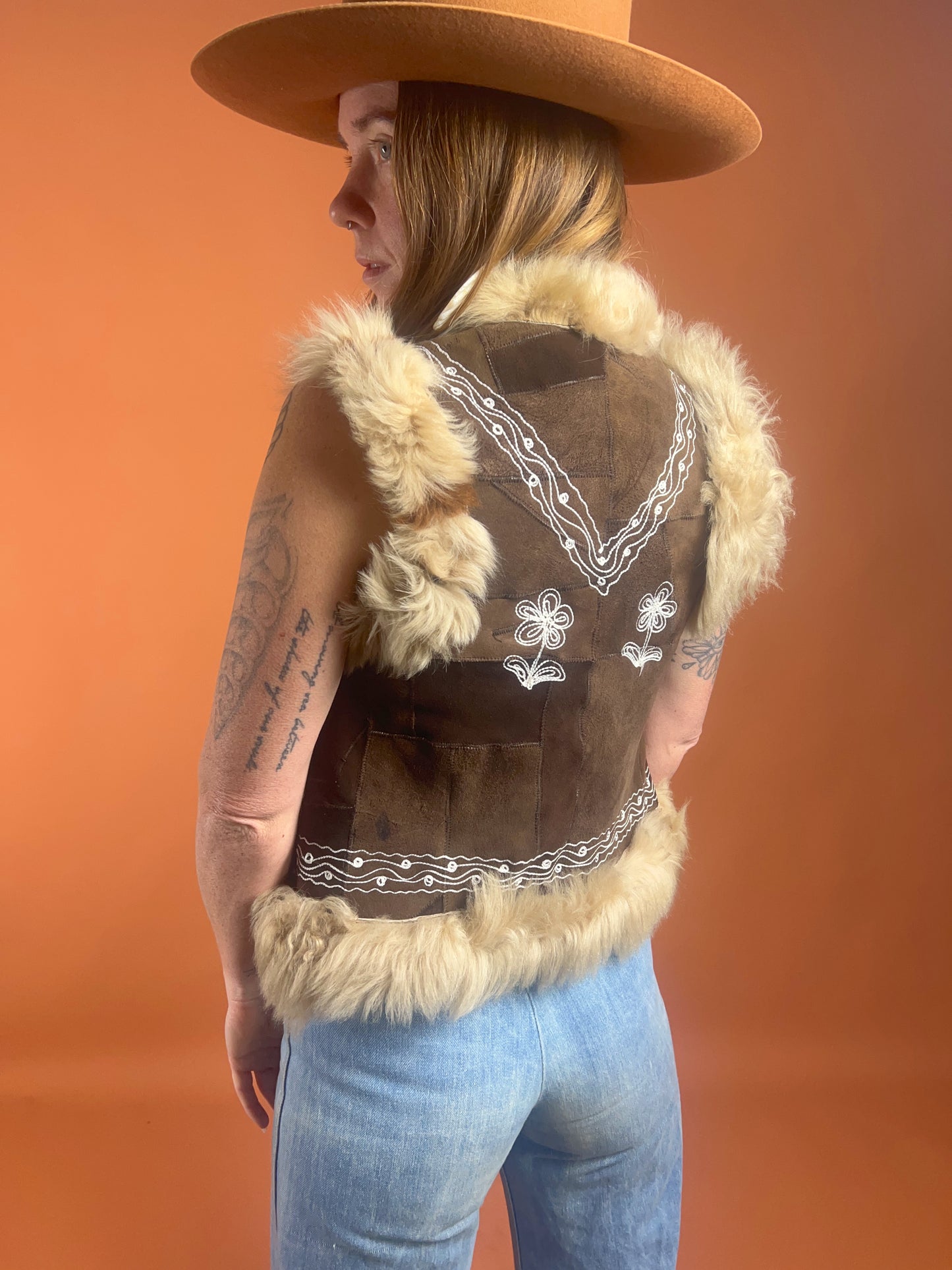 VTG 60’s Patchwork Suede Fur Vest 6