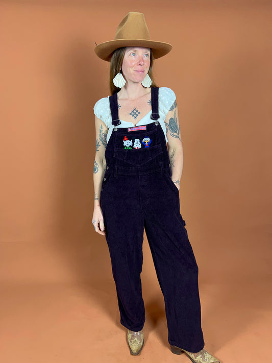 VINTAGE 90's Plum Corduroy Overalls 10-12