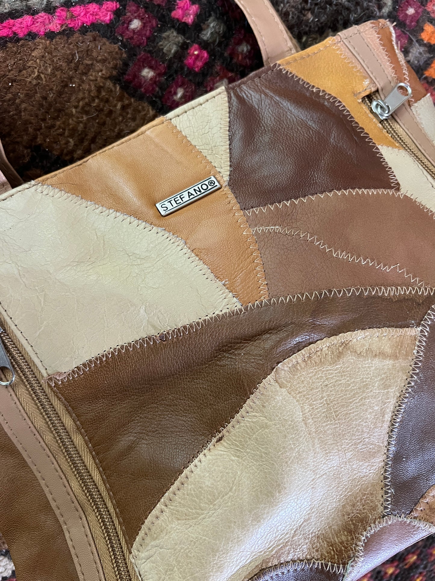 VINTAGE 90's Stefano Patchwork Leather Shoulder Bag