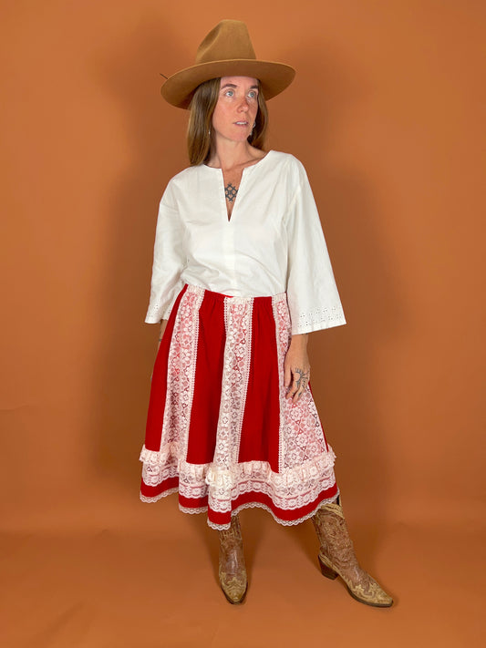 VINTAGE 60's Velvet Lace Skirt 12-14