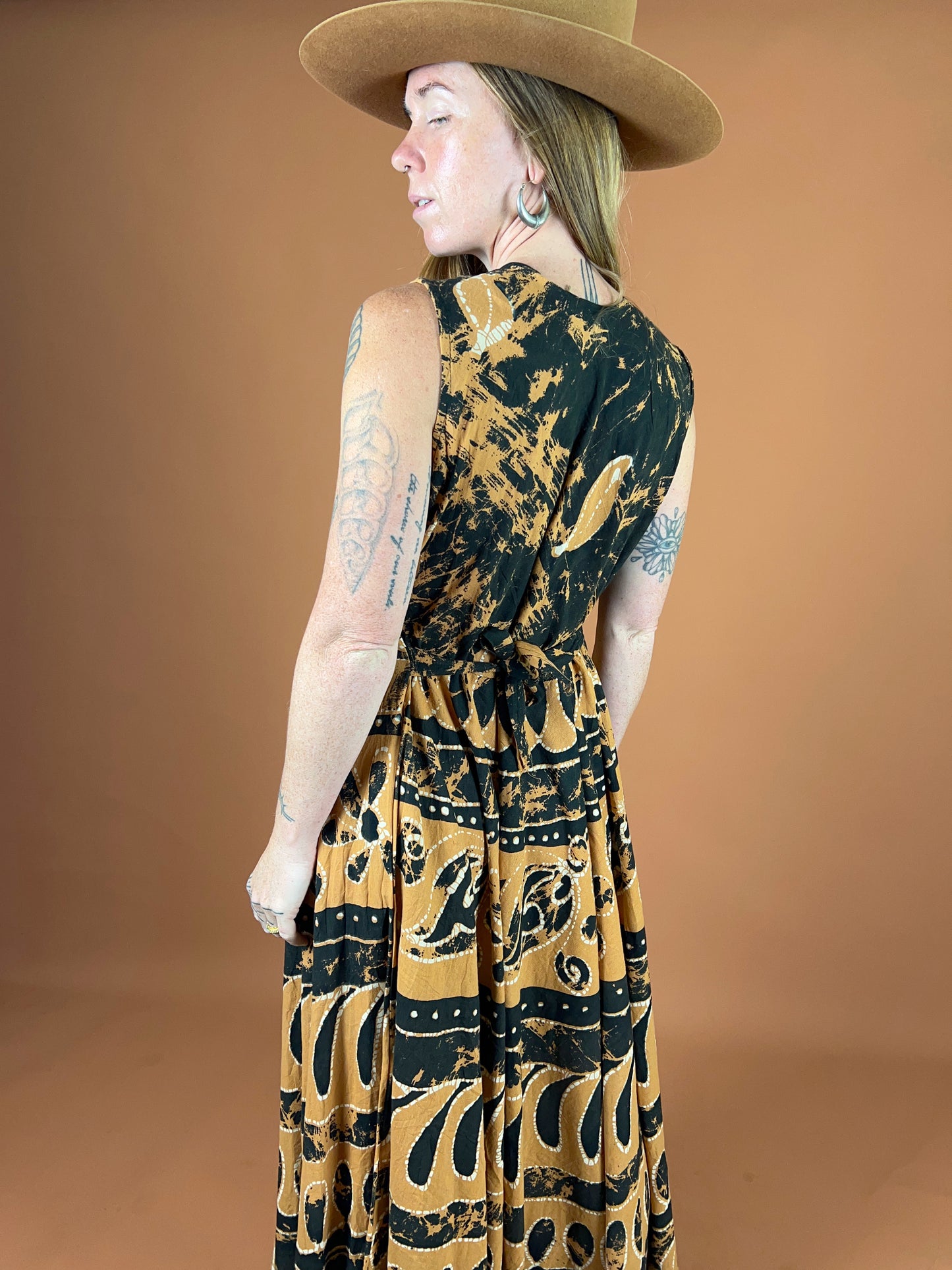 VINTAGE 70's Paisley Print Maxi Dress 14-16