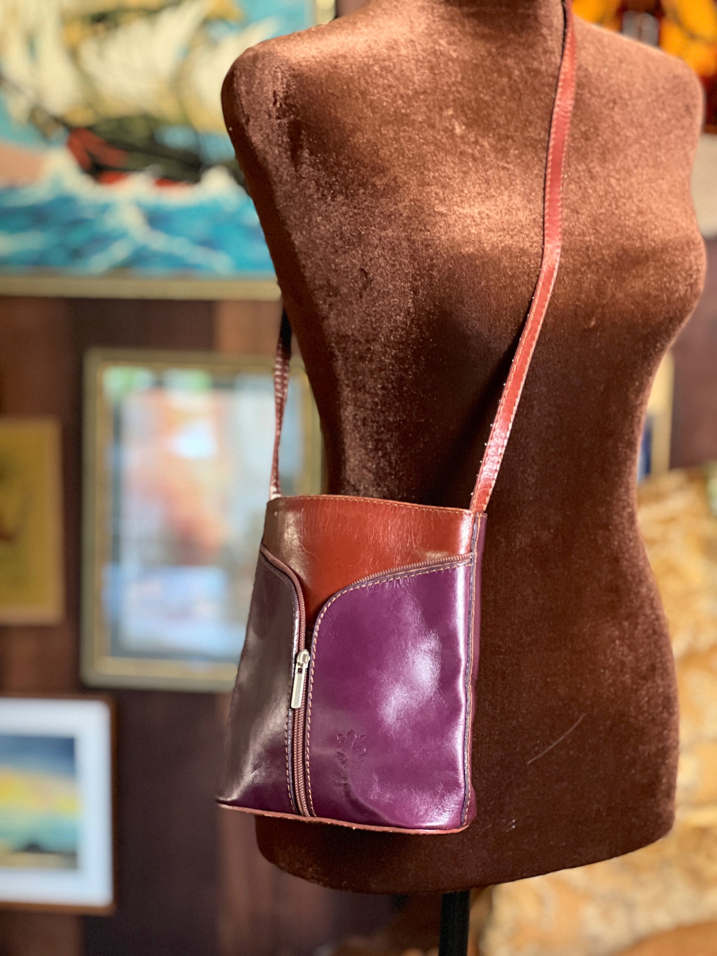 VTG 70’s Two Tone Zip Leather Shoulder Bag