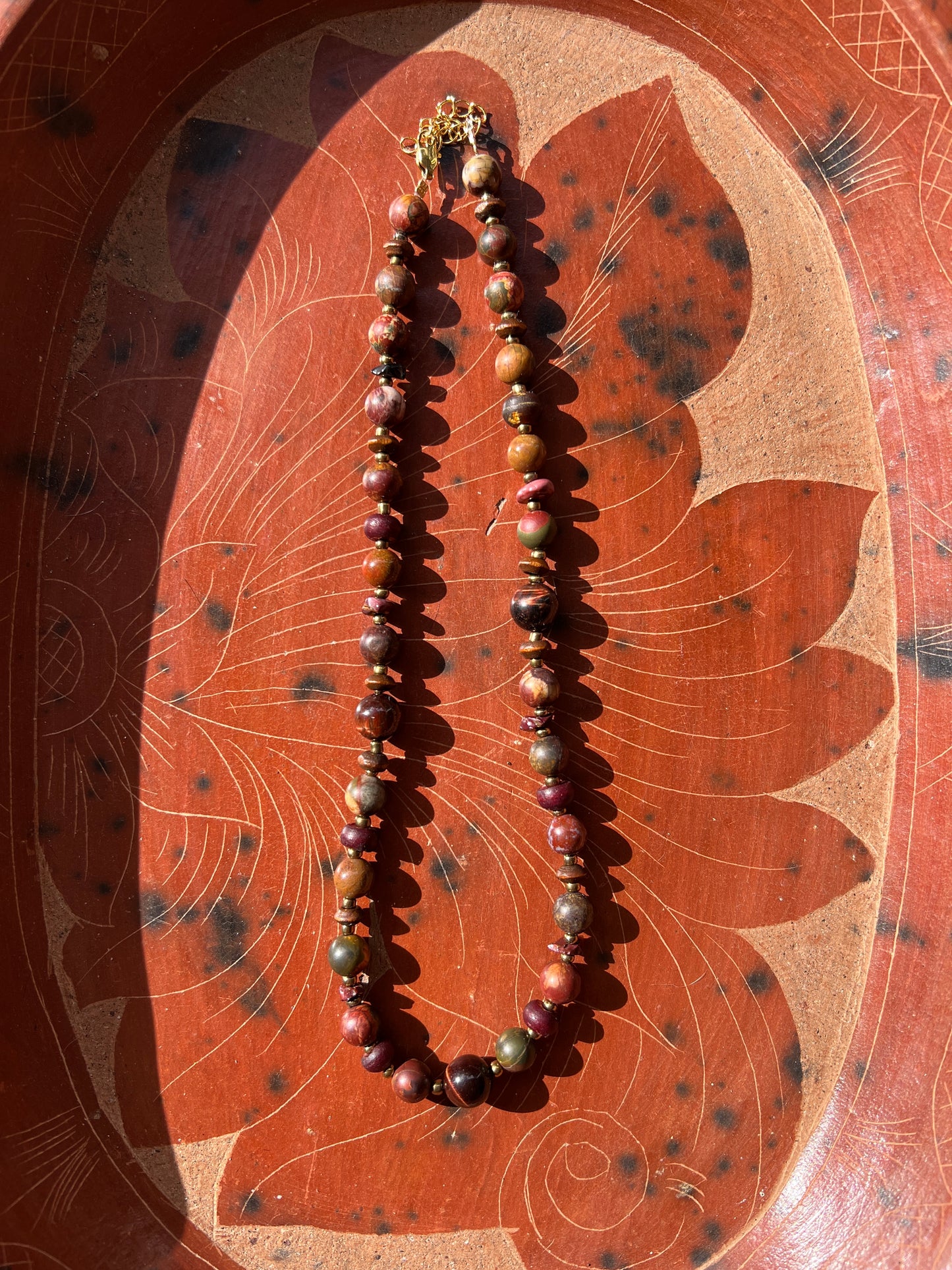 Moon Rae Wood Bead Agate Necklace