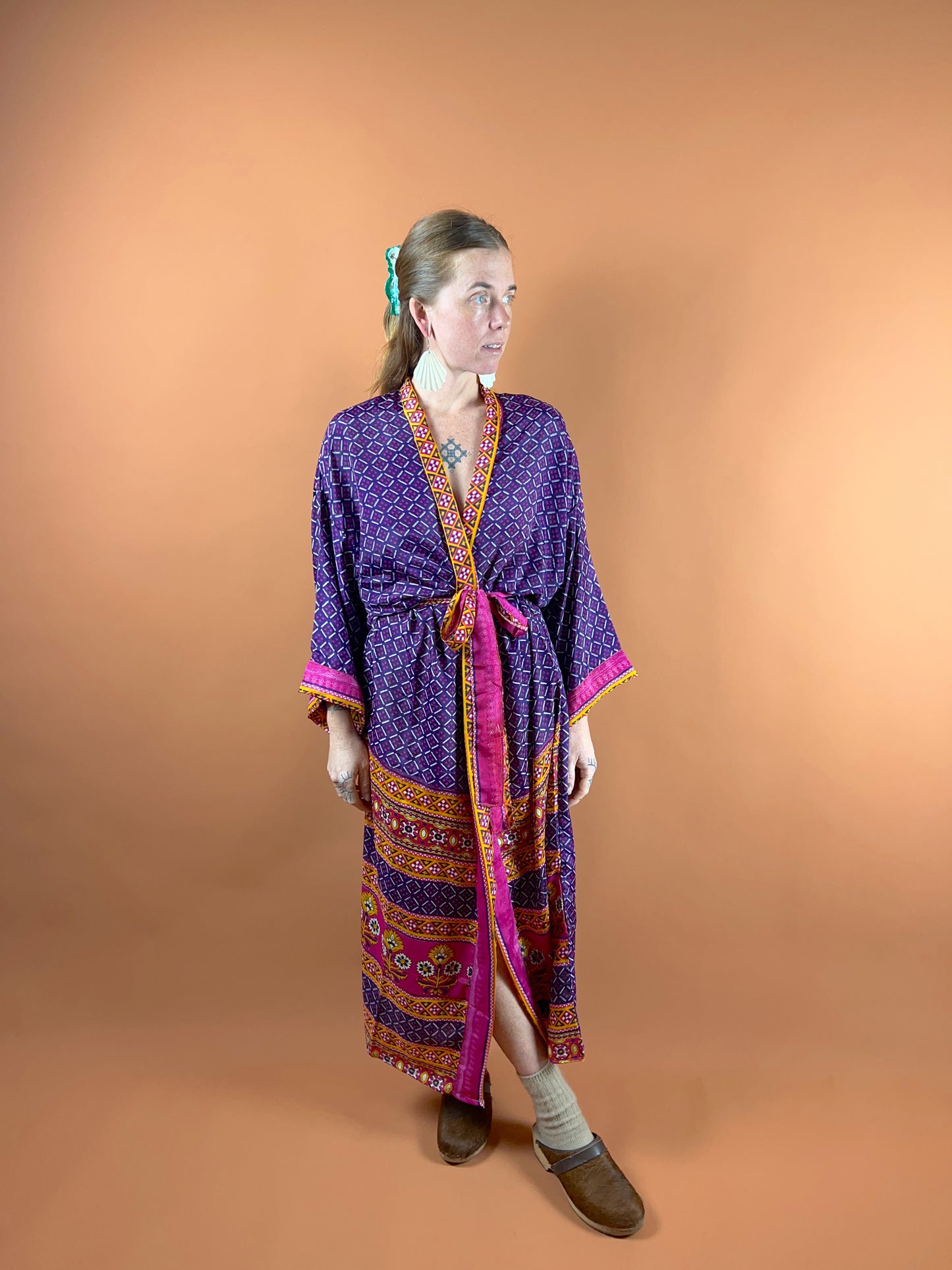 UPCYCLED Indian Silk Robe OS