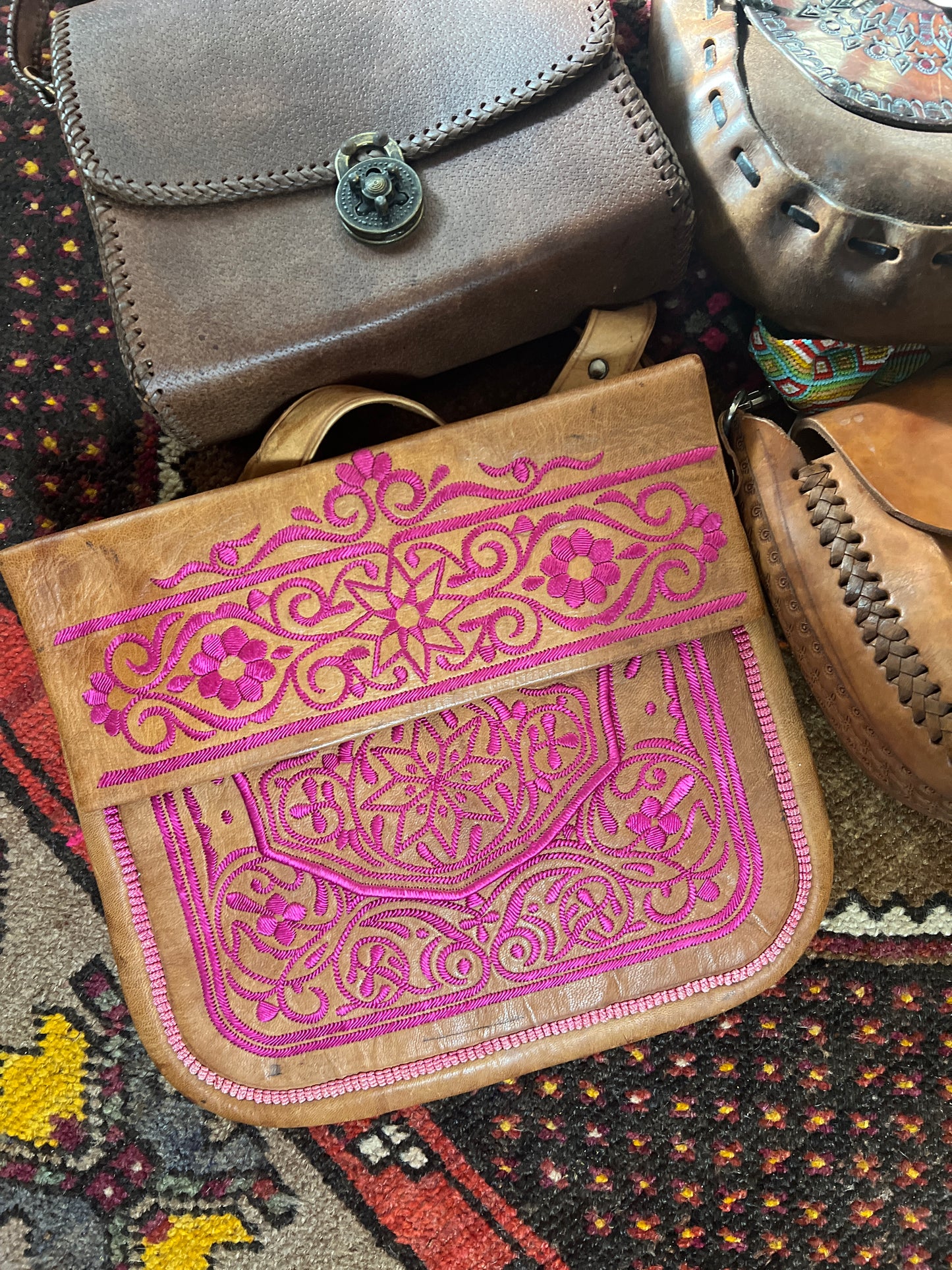 VINTAGE 80's Moroccan Leather Bag