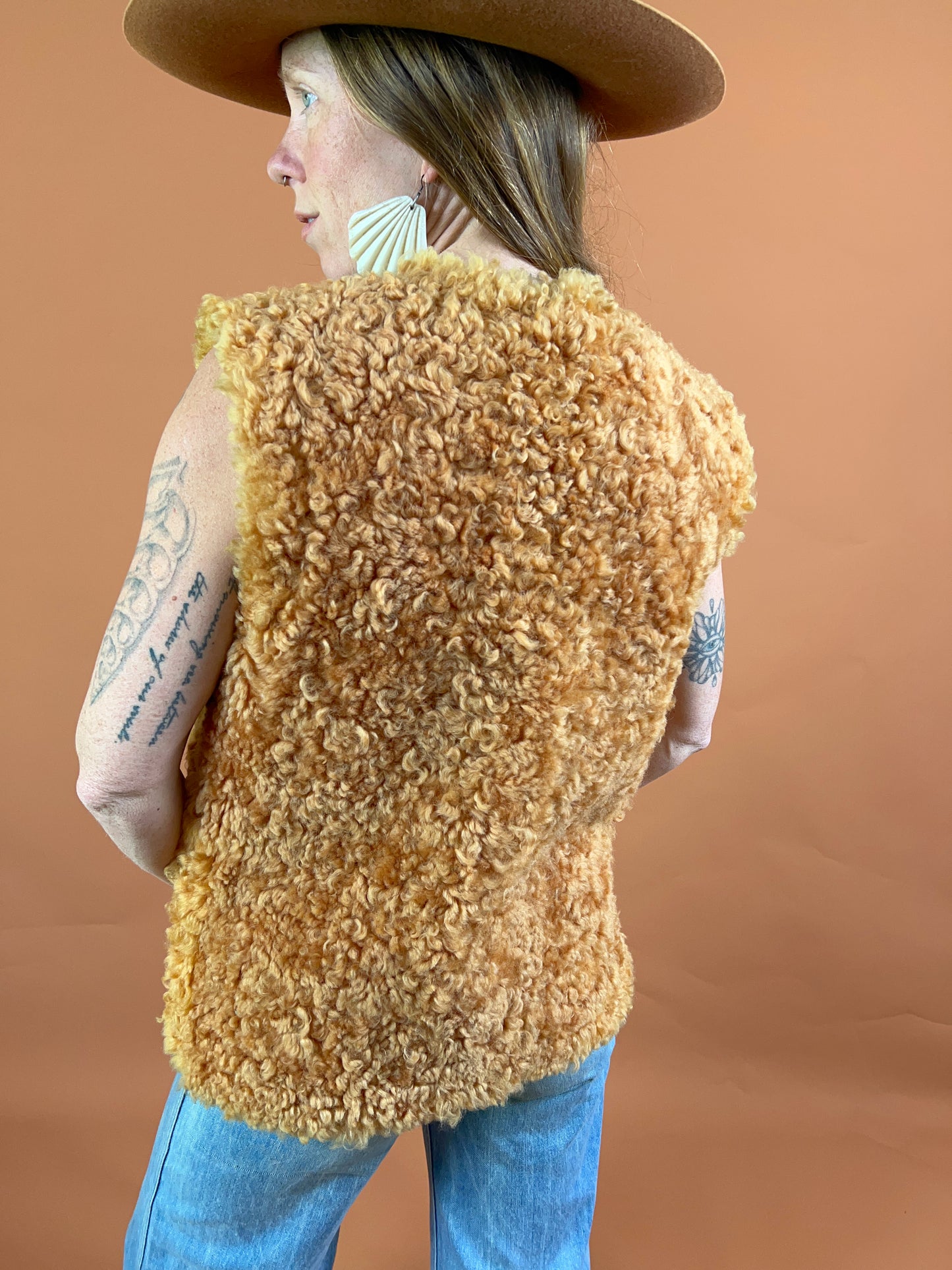VINTAGE 70's Reversible Shearling Vest 10-12