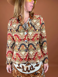 VTG 70's/80's Floral Brocade Structured Jacket 10