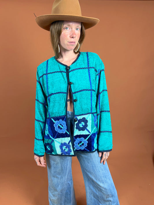 VINTAGE 80's Patchwork Jacket 16