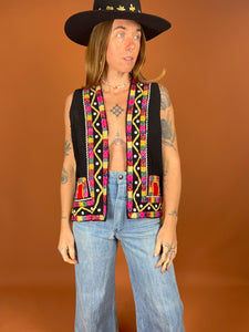 VTG 70's/80's Embroidered & Button Vest 10-12