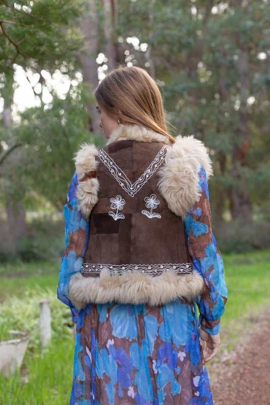 VTG 60’s Patchwork Suede Fur Vest 6