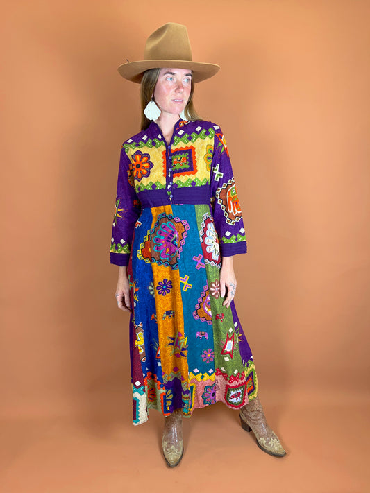 VINTAGE 80's Printed Maxi Dress 10