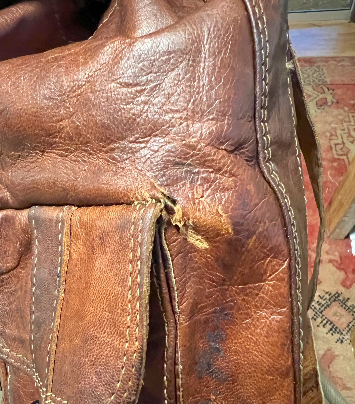 VINTAGE 70's Leather Mini Backpack