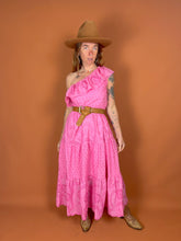 Load image into Gallery viewer, VTG 70&#39;s/80&#39;s Cotton Anglaise One Shoulder Maxi Dress 12-14