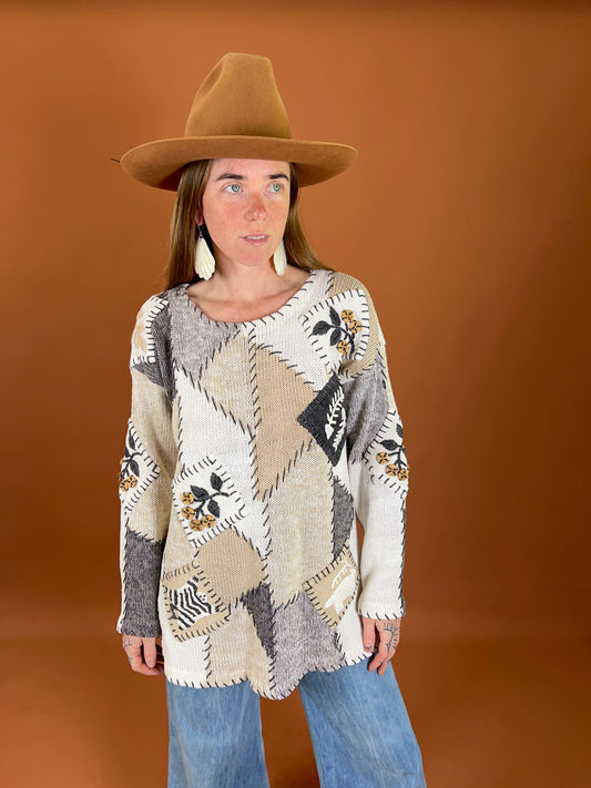 VINTAGE 80's Cotton Knit Animal Jumper 10-12