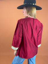 Load image into Gallery viewer, VTG 80&#39;s Velvet Embroidered Long Sleeve Blouse 14