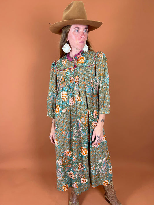 VINTAGE 60's Nightgown Maxi Dress 14