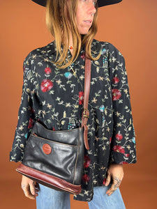 VTG 80's/90's Brown & Black Leather Shoulder Bag