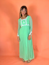 Load image into Gallery viewer, VTG 70&#39;s Chiffon &amp; Lace Dress 6