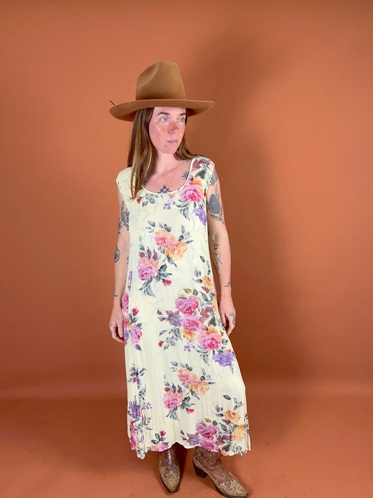 VINTAGE 90's Floral Reversible Maxi Dress 14