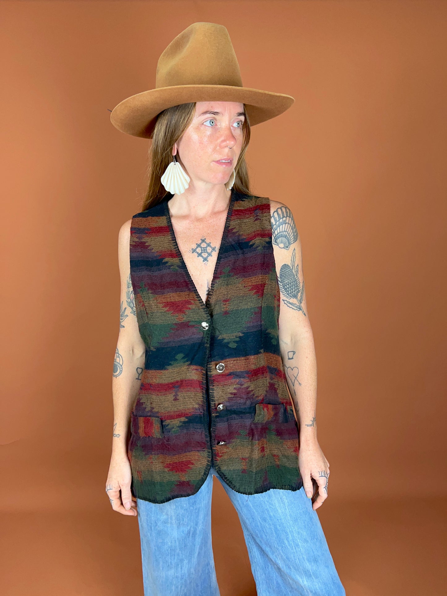 VINTAGE 60's Aztec Wool Vest 12-14