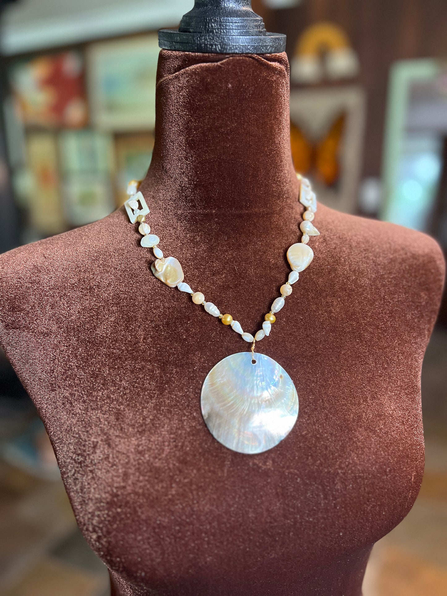 Moon Rae Pearl & Trochus Shell Necklace