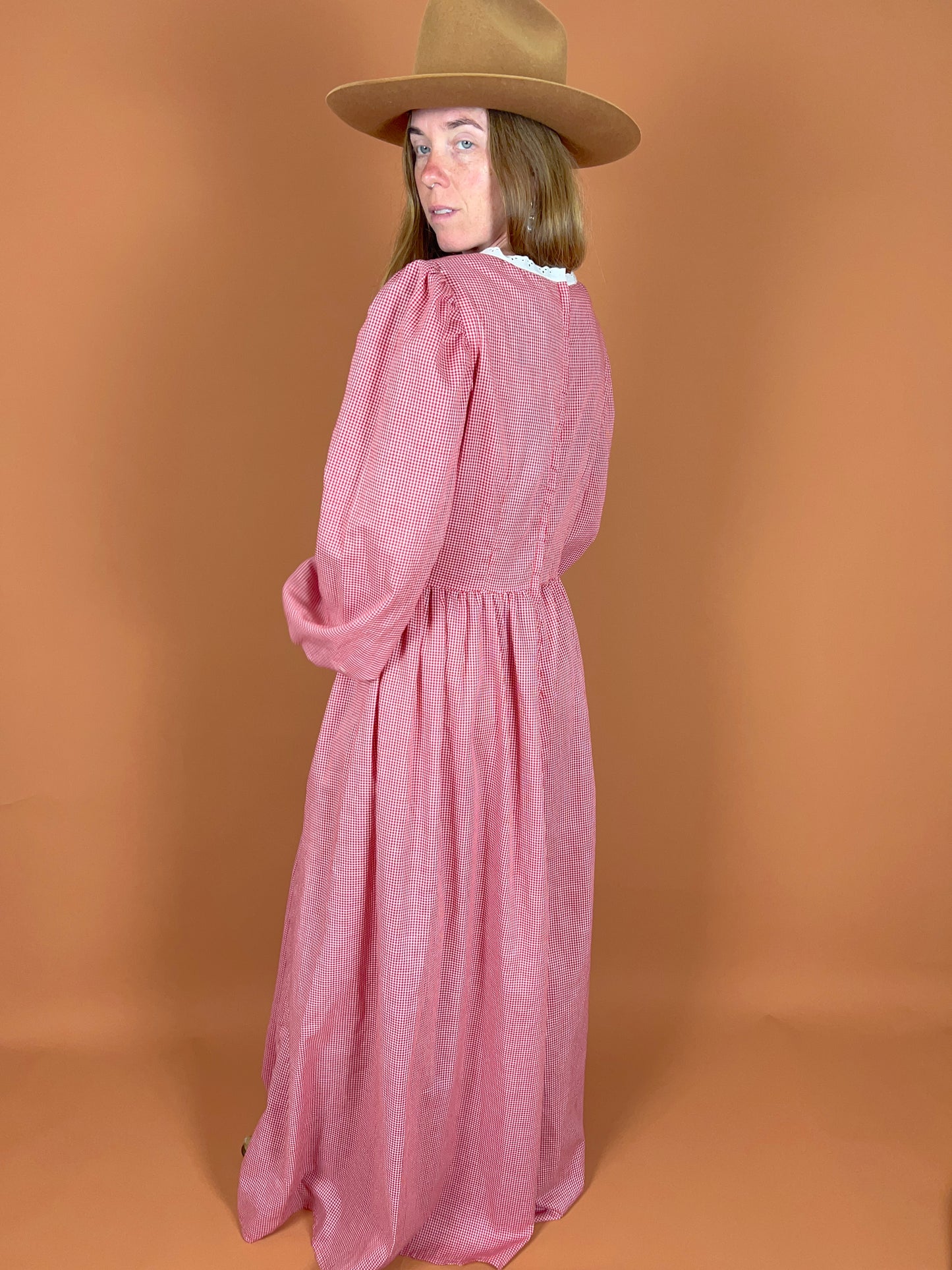 VINTAGE 60's Gingham Maxi Dress 12-14