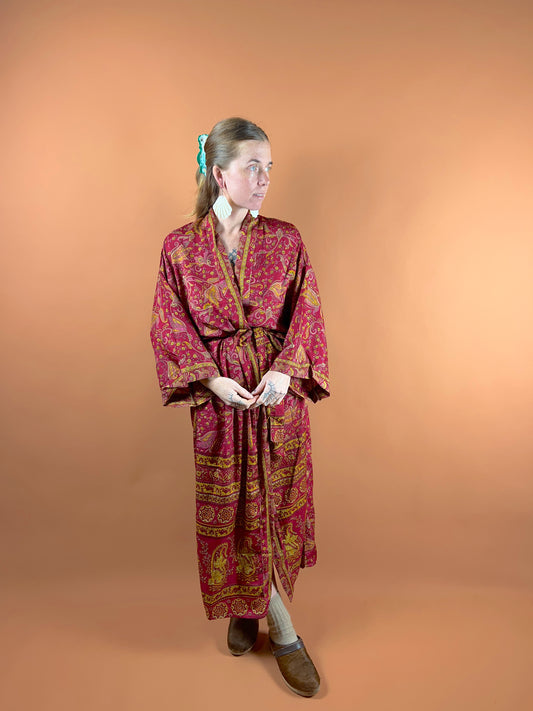 UPCYCLED Indian Silk Robe OS