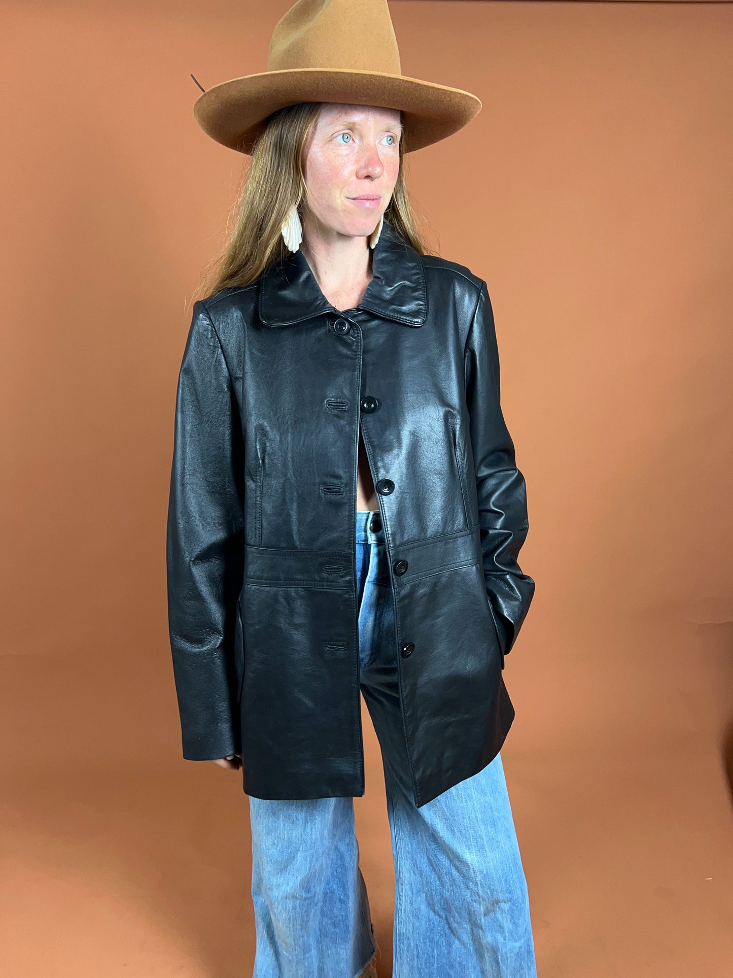 VINTAGE 80's/90's Leather Jacket 14-16