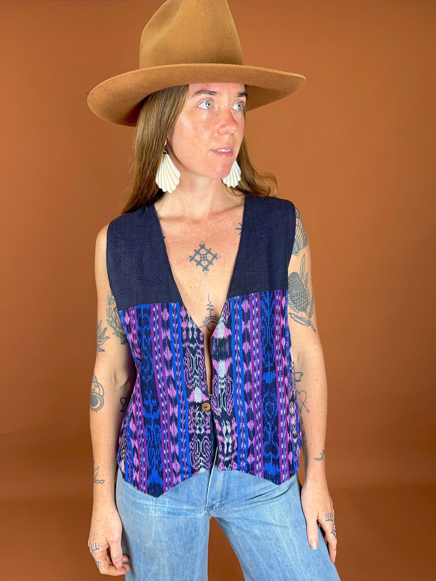 VINTAGE 70's Guatemala Woven Vest 12