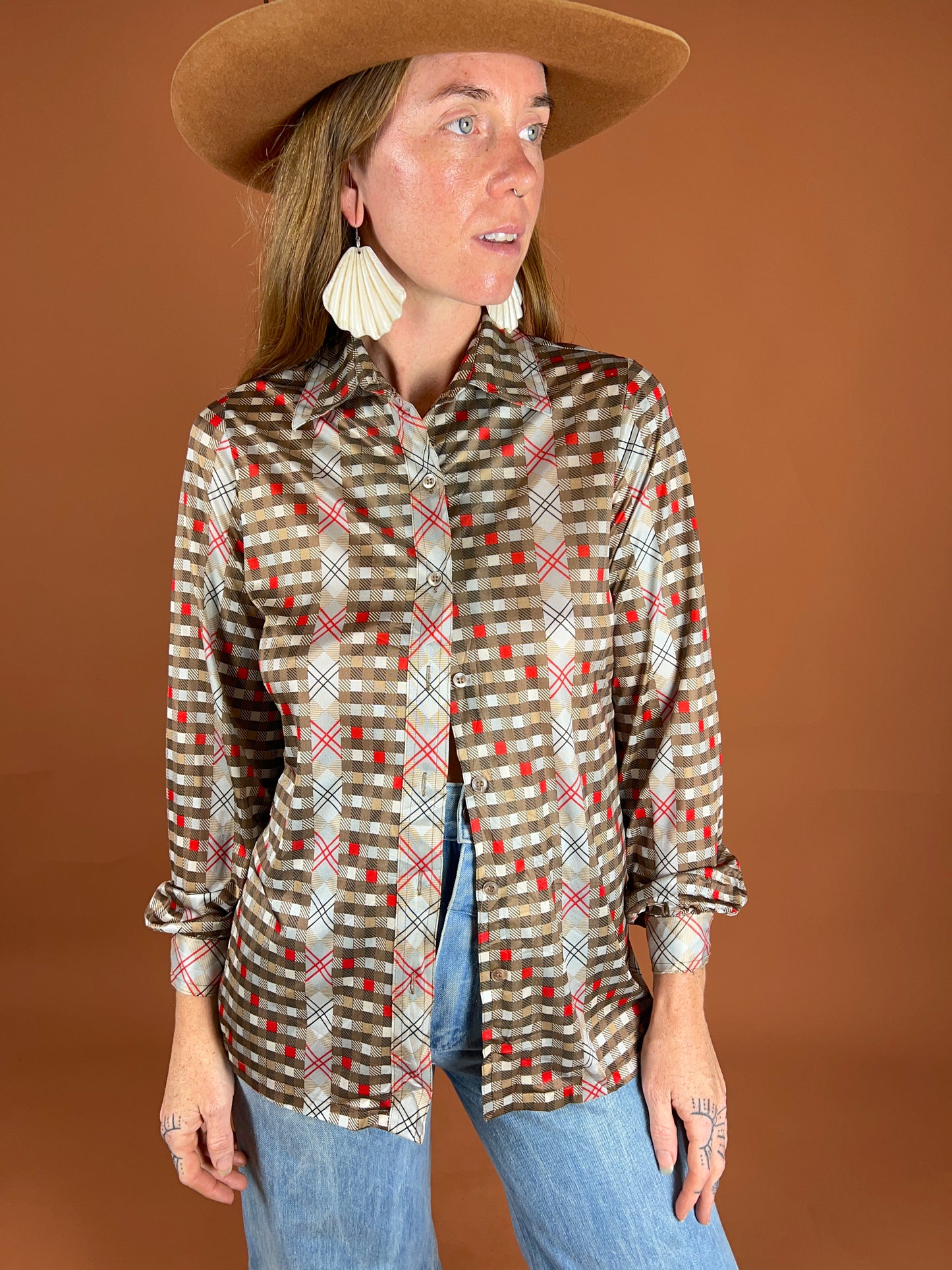 VINTAGE 70's Checkered Shirt 12