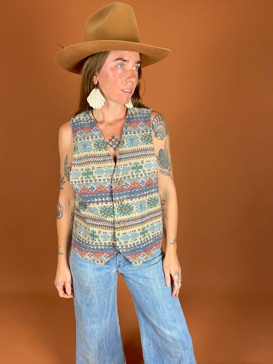 VINTAGE 70's Denim Aztec Vest 12