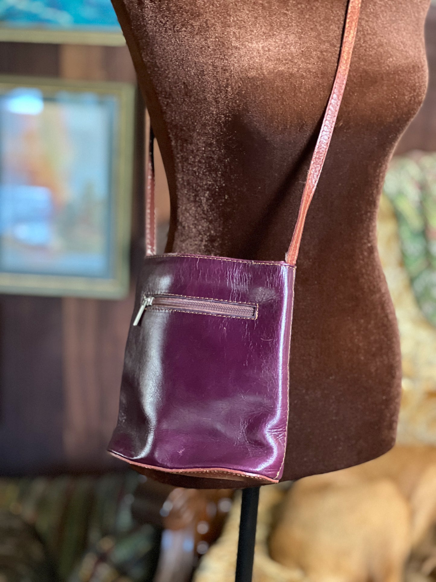 VTG 70’s Two Tone Zip Leather Shoulder Bag