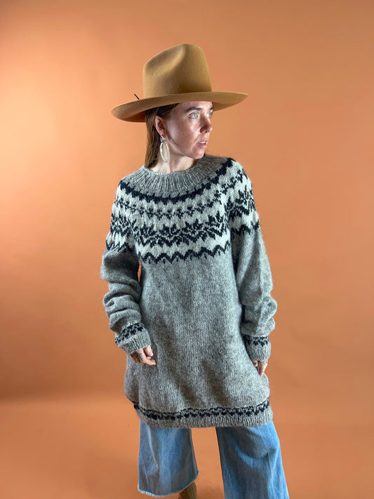 VINTAGE 70's Wool Knit Scandinavian Jumper 16