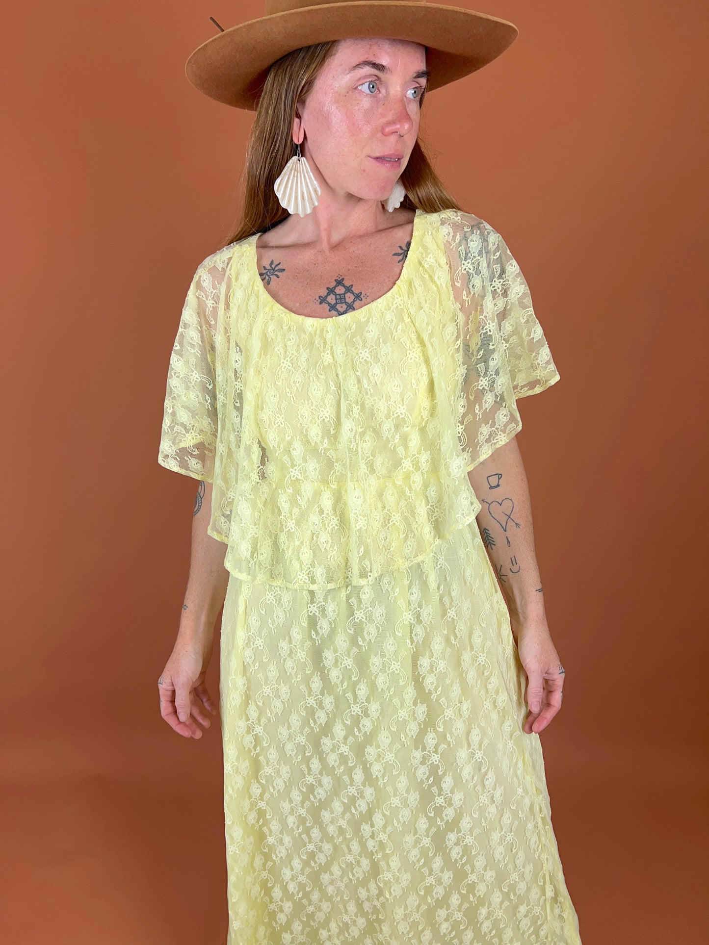 VINTAGE 60's Lace Maxi Dress 6
