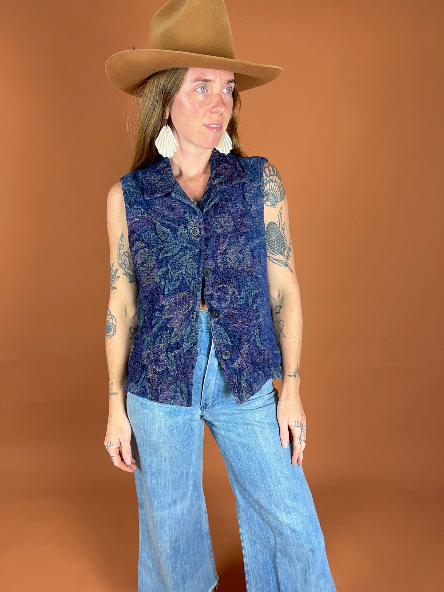 VINTAGE 70's Brocade Vest 8-10