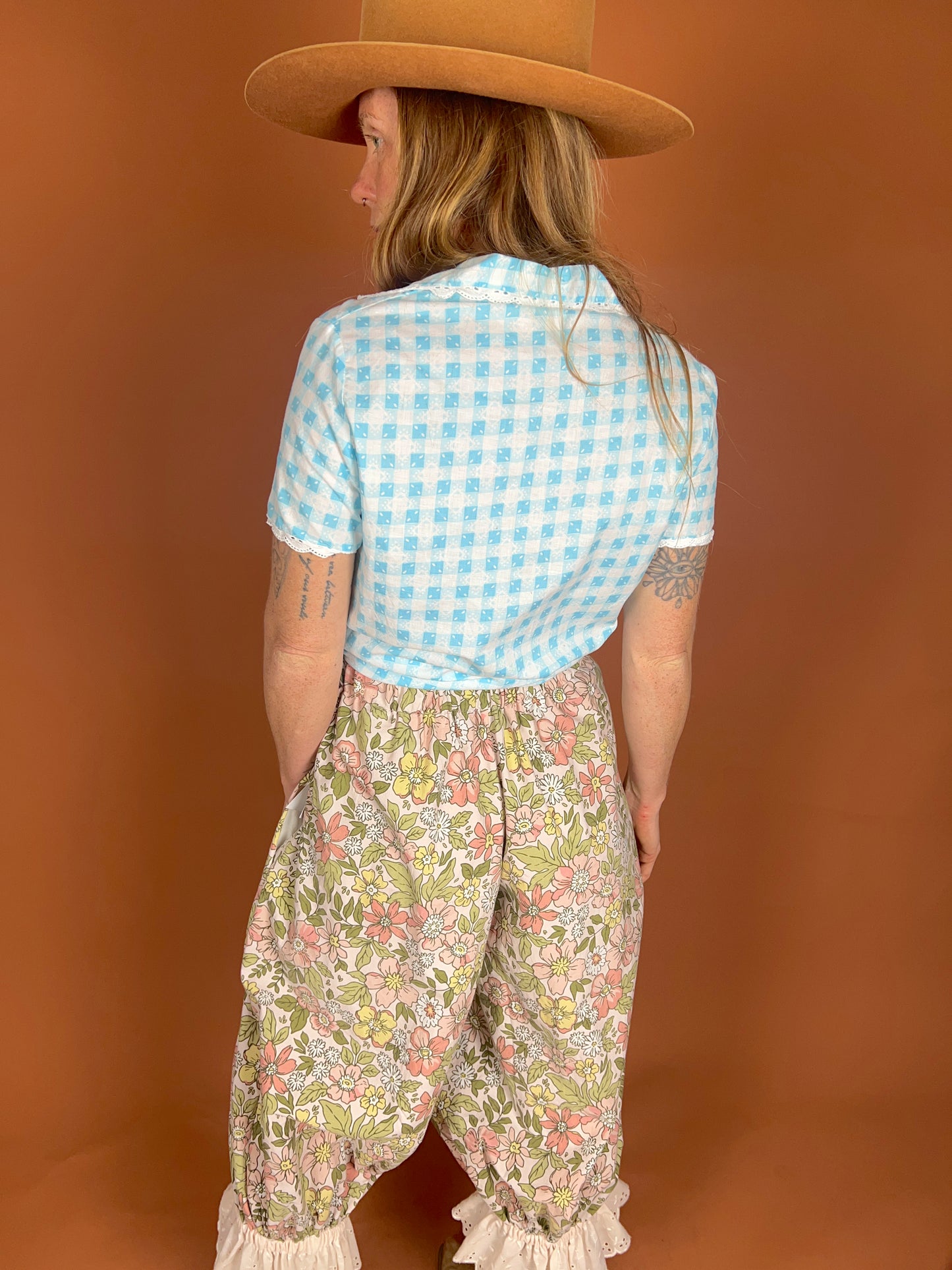 SECOND SHINE SLOW FASHION Up-Cycled Vintage Fabric & Anglaise Long Bloomers 12-16