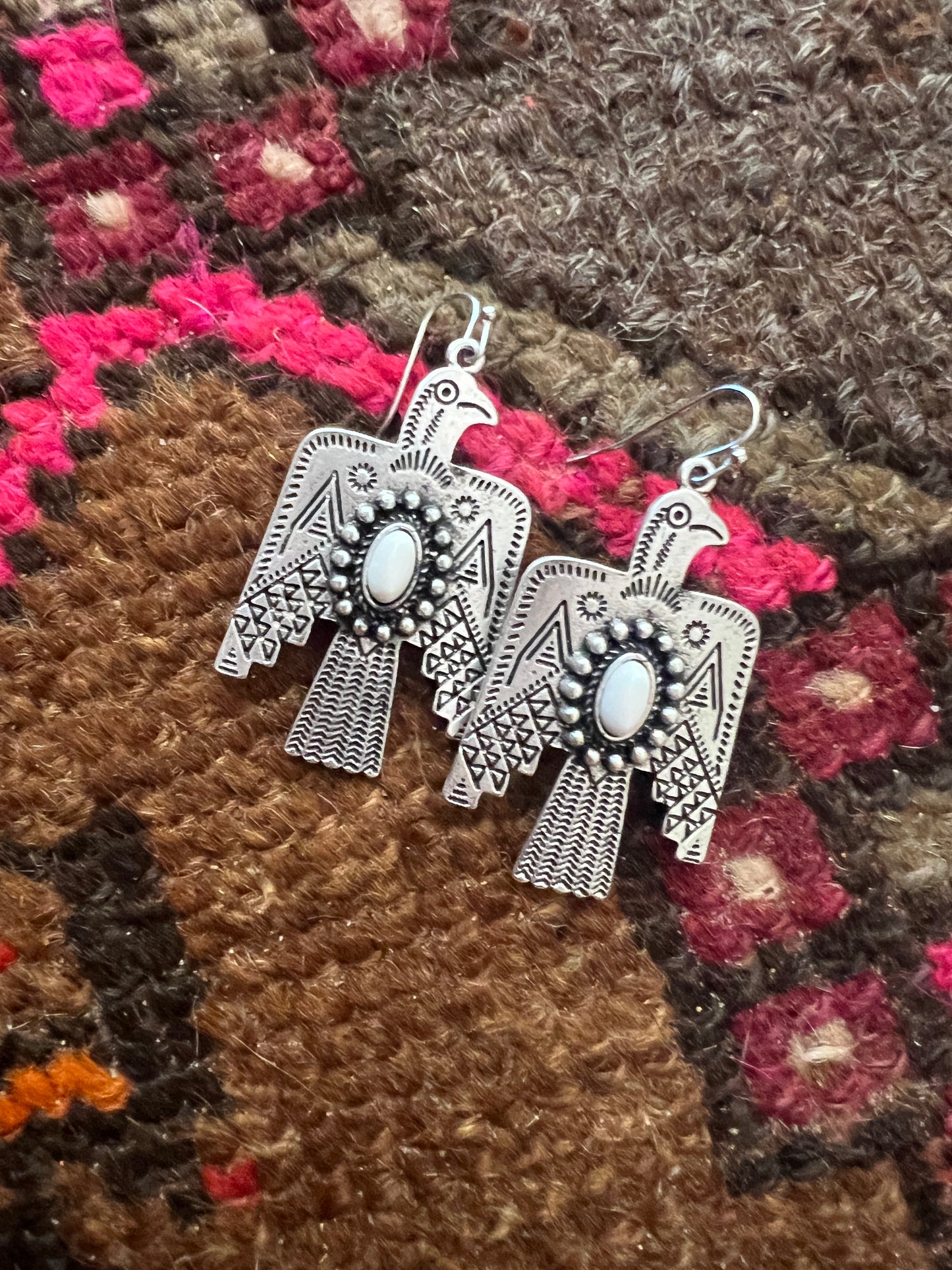 ISAC Thunderbird White Turquoise Earrings