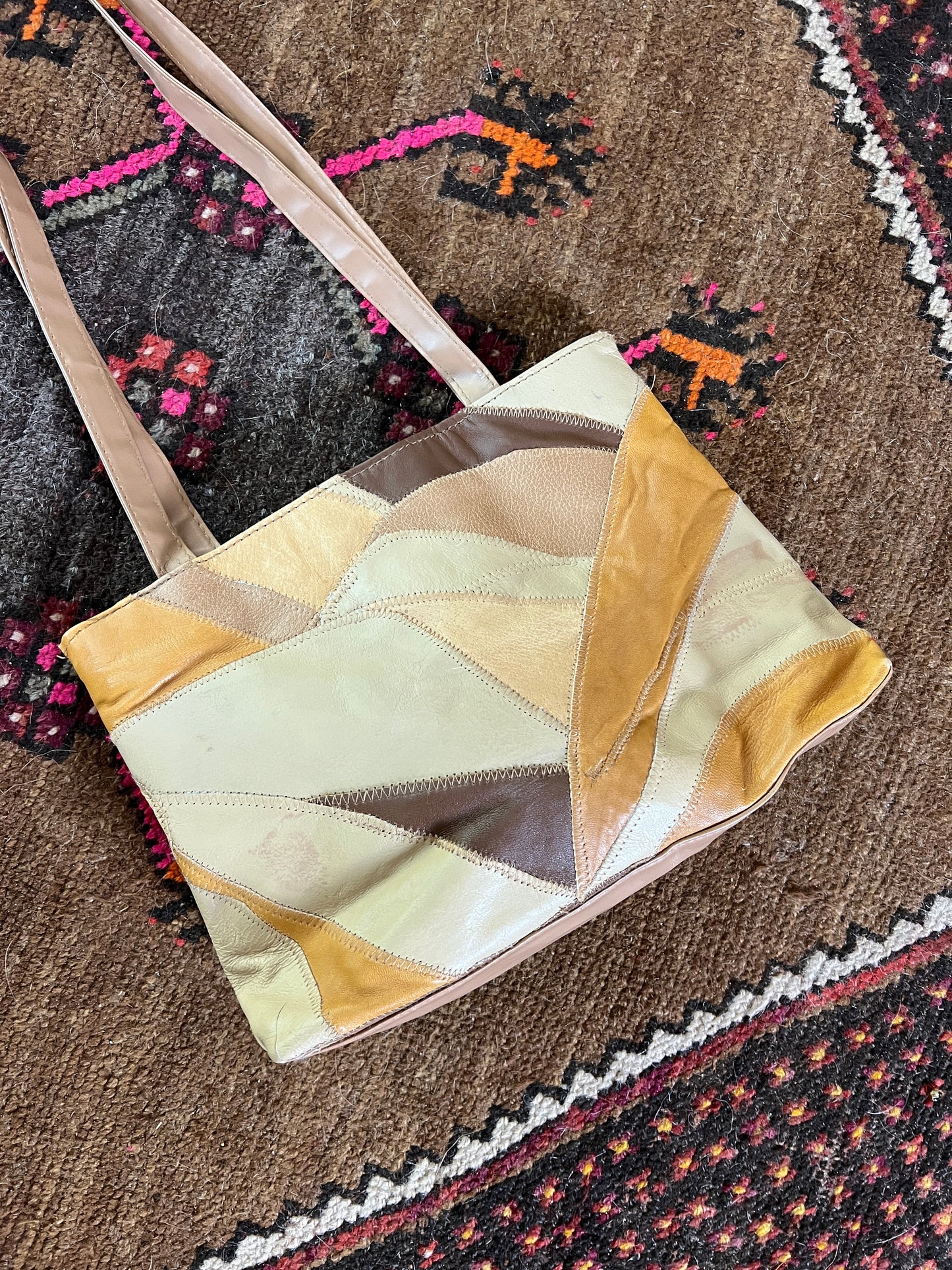 VINTAGE 90's Stefano Patchwork Leather Shoulder Bag