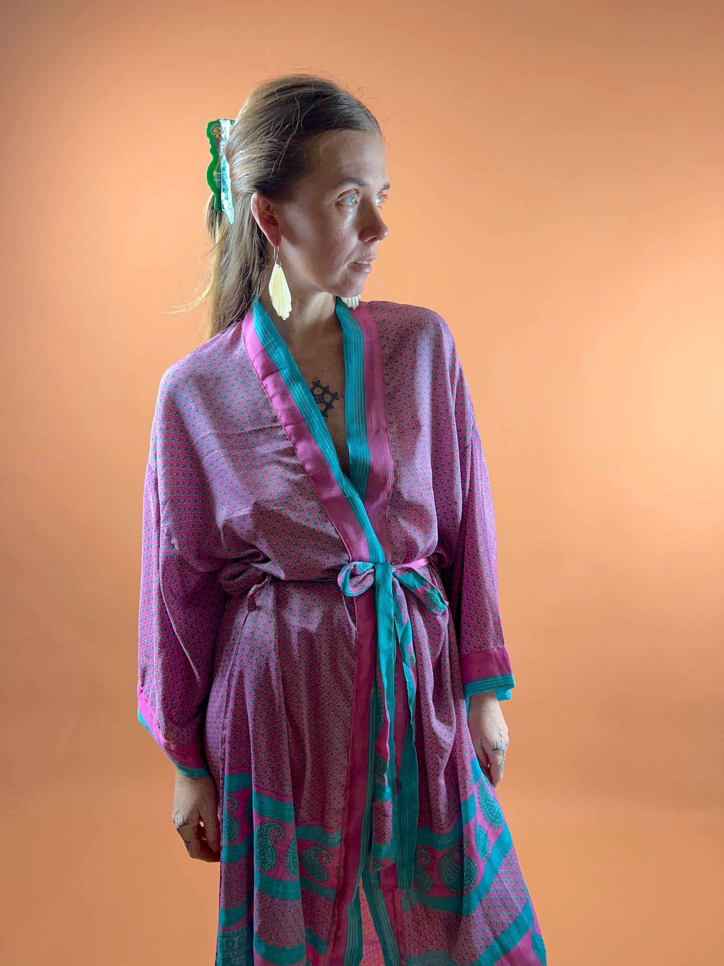 UPCYCLED Indian Silk Robe OS