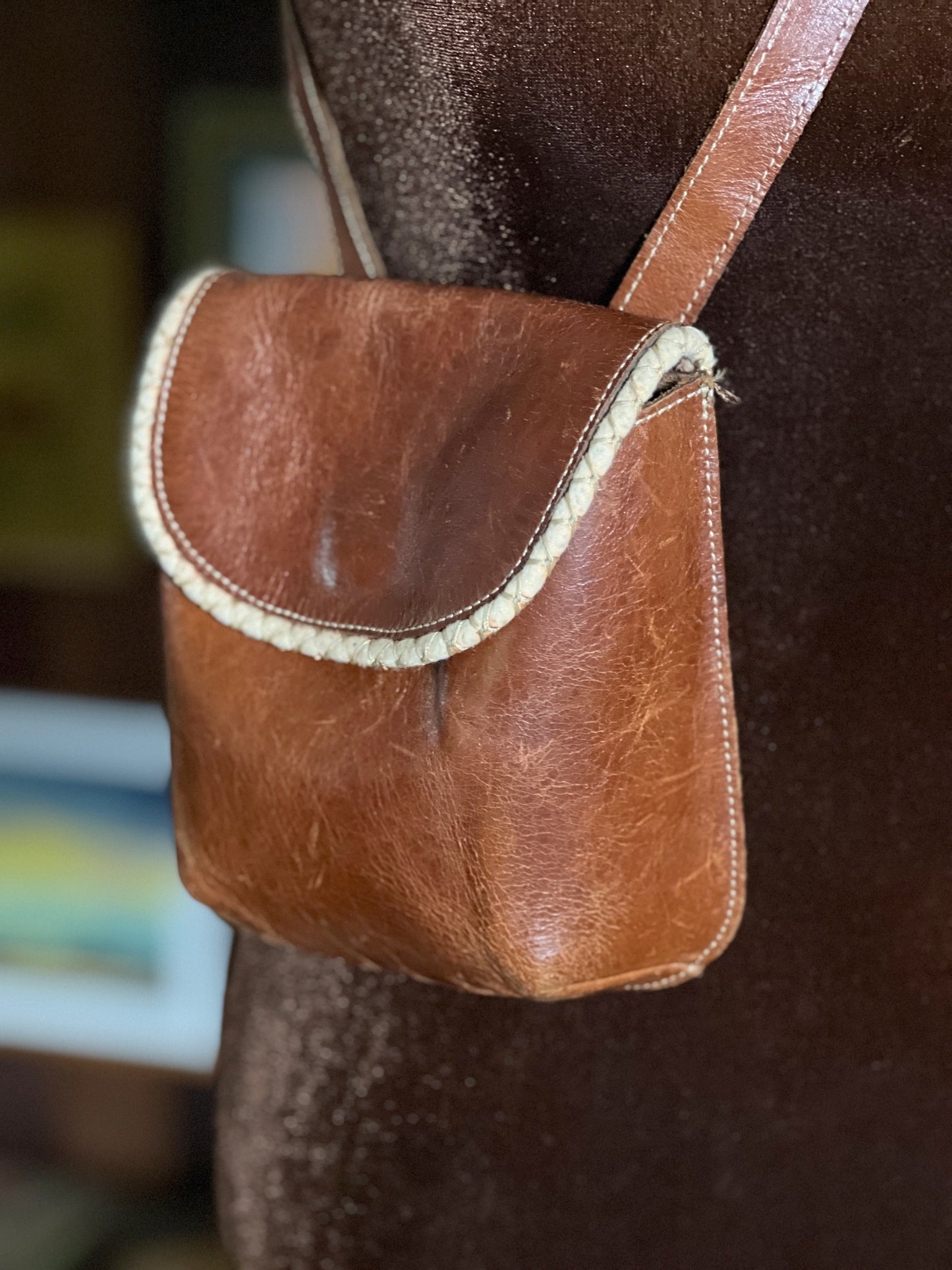 VTG 70’s Leather Two Tone Shoulder Bag
