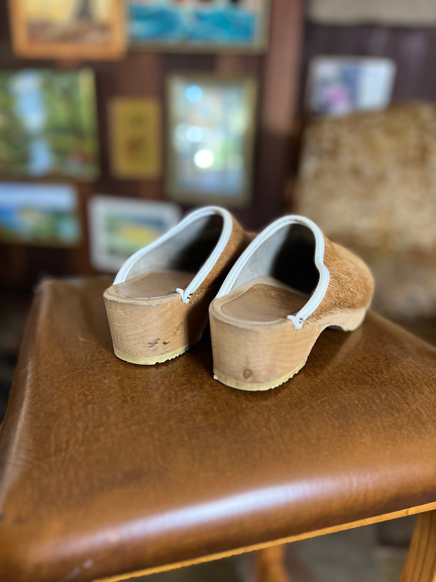 PRE LOVED Cowhide Swedish Clogs 7/37.5