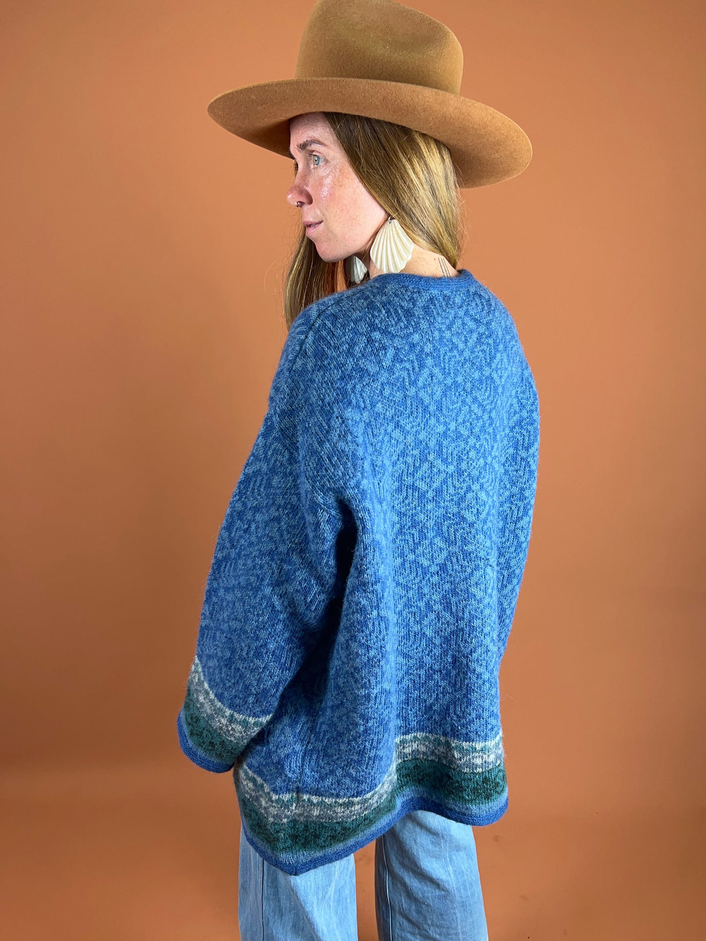 VINTAGE 60's/70's Wool Knit Norwegian Cardigan 14-16