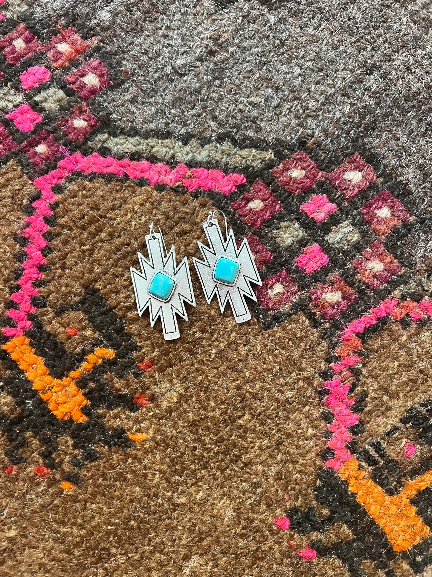 ISAC Bohemian Aztec Turquoise Earrings