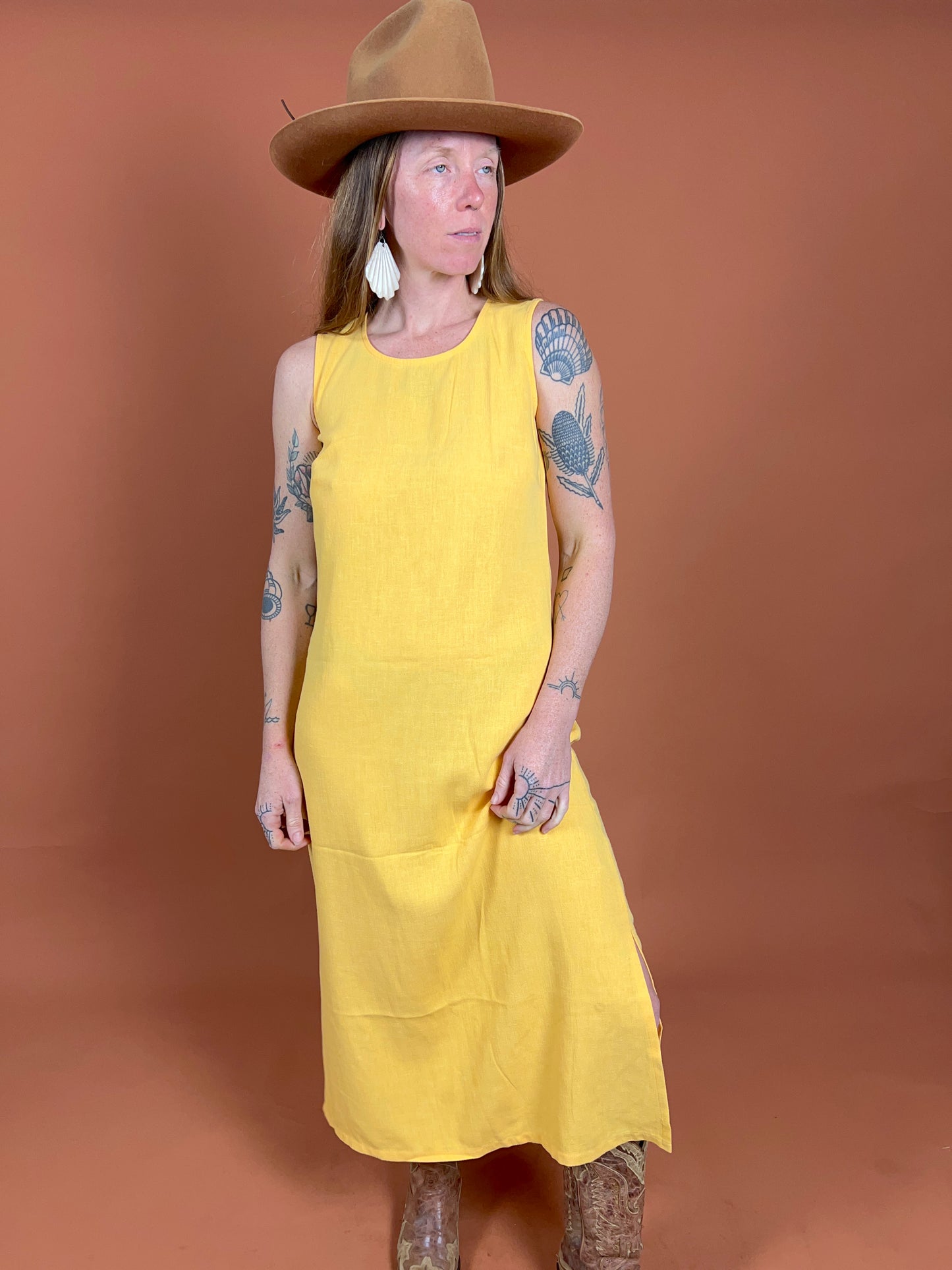 VINTAGE 90's Pastel Yellow Dress 8