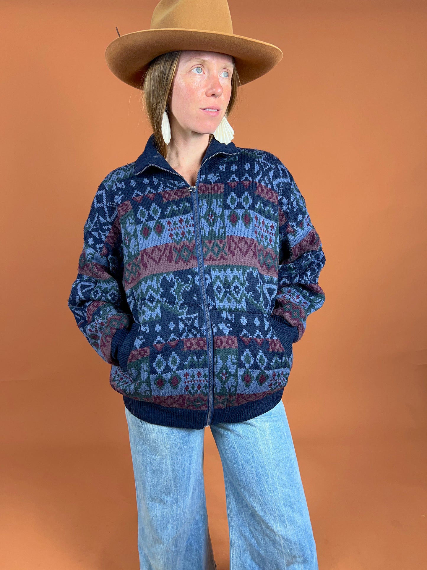 VINTAGE 80's Knit Bomber Jacket 16-18