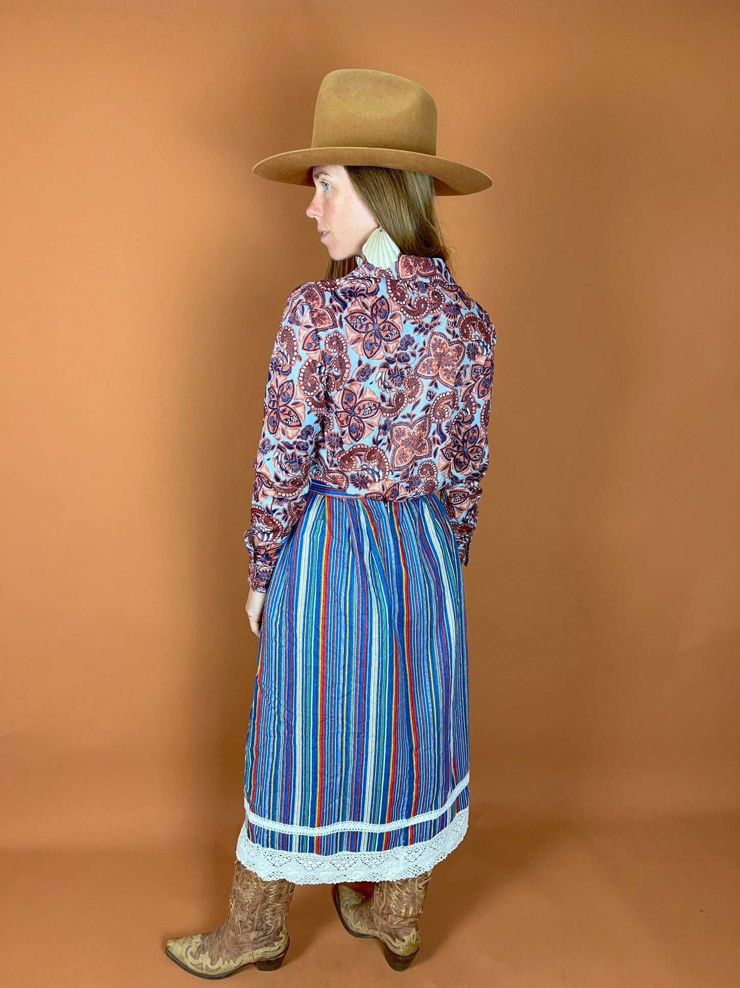 VINTAGE 70's Cotton Lace Skirt 6