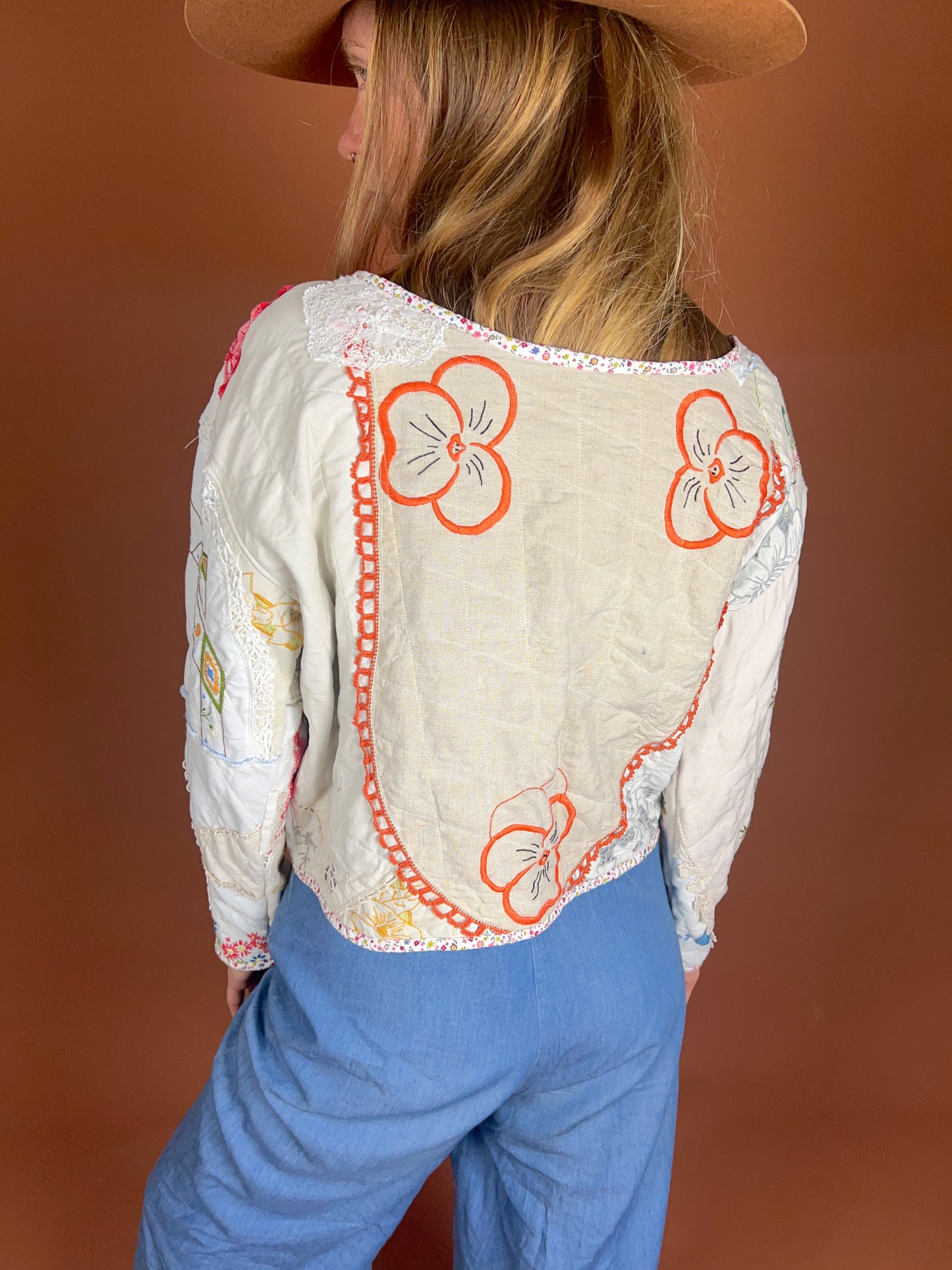 SECOND SHINE SLOW FASHION Up-Cycled Tea Towel & Tablecloth Jacket 8-12
