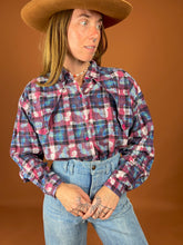 Load image into Gallery viewer, VTG 70&#39;s/80&#39;s Western Style Cotton Plaid Print Shirt 12-14