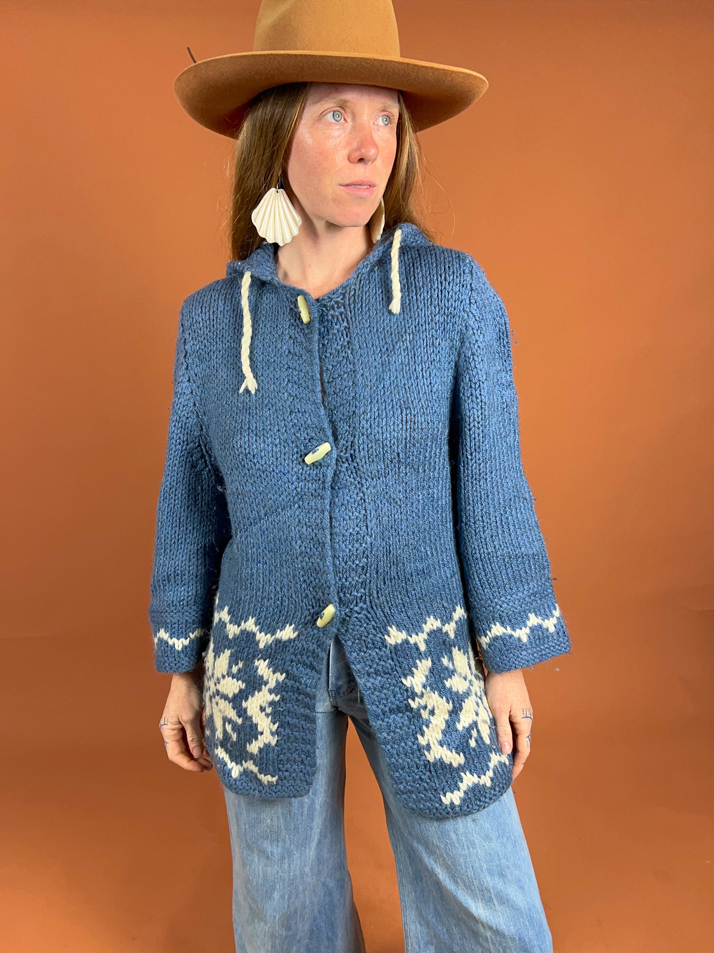 VINTAGE 60's Knit Hooded Cardigan 10-12