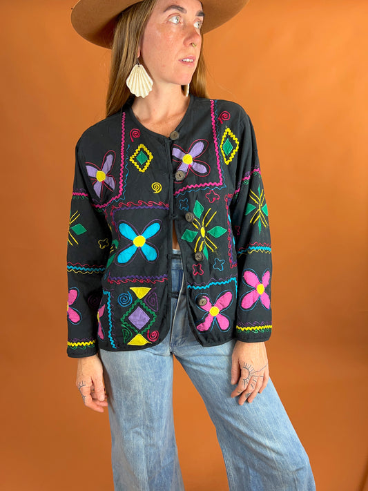 VINTAGE 80's Embroidered Lightweight Jacket 12